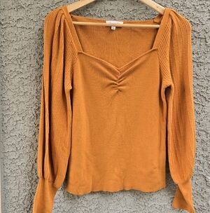 Calligraphie Mustard Long Sleeve Blouse
